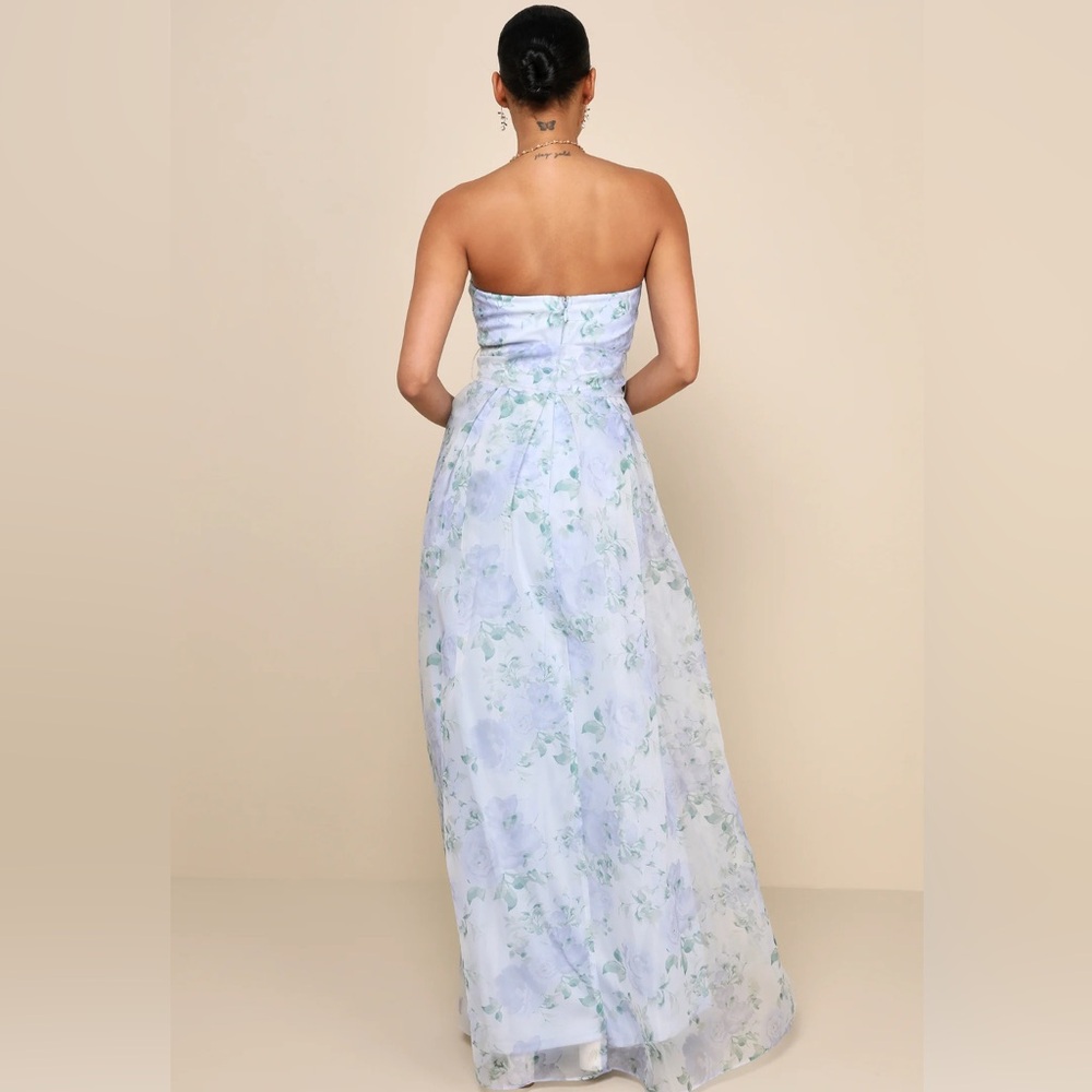 Lulu's Blue Strapless Gown for Weddings - Picture 3 of 8